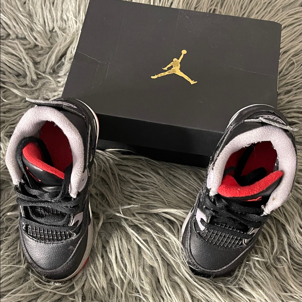 Toddler Black and Red Jordan-Style High-Top Sneakers